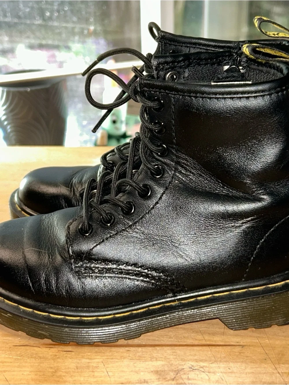 Dr. Martens toddlers Black Leather Combat Ankle Boots Lace-Up Zip US 12